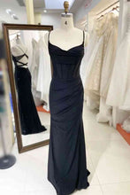 Black Pleated Prom Dress With Spaghetti Straps SYP119