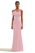 Mermaid Dark Green One Shoulder Pleated Long Formal Dress