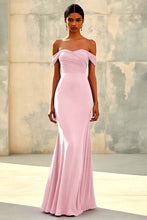 Mermaid Off Shoulder Purple Chiffon Long Formal Dress