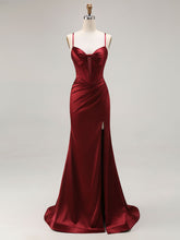 Pink Mermaid Cut-Out Satin Long Prom Dress with Slit