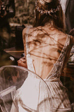 Bohemain Tulle Wedding Dress, A-line V-neck Appliqued Bridal Gown, MW635