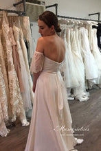 Bohemian Chiffon Lace Off-the-Shoulder A-line Beach Wedding Dresses, MW647