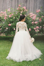 Bohemian Lace Top Two Pieces Long Sleeves High Low Wedding Dresses, MW571
