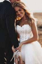 Boho Lace Bodice Sweetheart Wedding Dresses, Rustic Bridal Gown, MW548