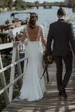 Boho Lace Sheath Bateau Cap Sleeves Wedding Dresses, Bridal Gown, MW646