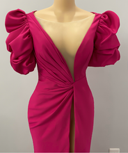 High Split Mermaid Long Evening Dress Hot Pink African Party Dress Y1900