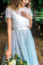 Casual Country Style Two Piece Lace Top Tulle Skirt Wedding Dresses, MW535