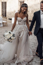 Cheap Tulle A-line Sweetheart Long Wedding Dresses with Lace Appliques,MW394