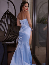 Column Satin Ruched Prom Dresses SYP128