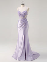 Corset Floral Mermaid Long Prom Dress with Slit
