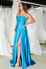 Cowl Neck Satin Formal Dress With Slit SYP122