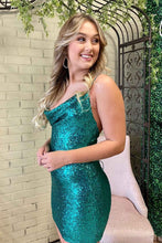Crew Neck Green Sequins Short Homecoming Dress SYH33