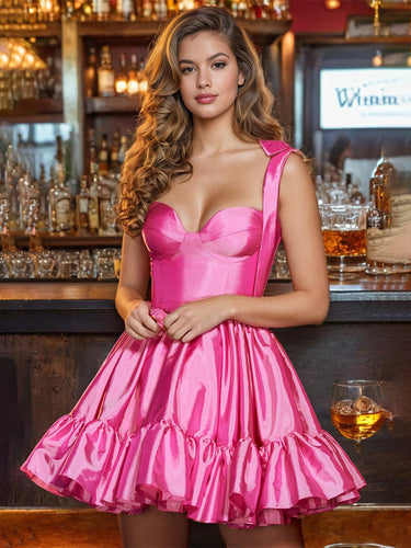 Cute A Line Spaghetti Straps Ruffles Homecoming Dresses