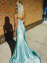 Mermaid Strapless Corset Beaded Prom Dress with Slit