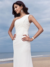 Wedding Dresses One Shoulder  Chiffon Regular Straps Simple Plus Size with Side-Draped