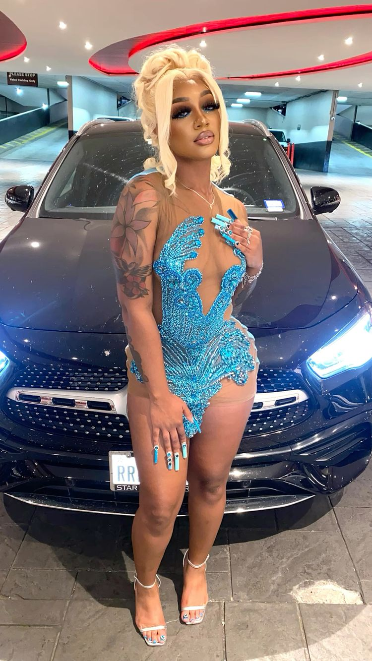 Sexy Blue Sleeveless Homecoming Dress 22nd Birthday Outfit Dress For Black Girls Y2239