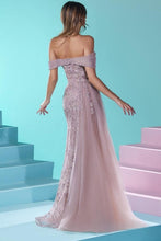 Designer Long Mermaid Off-the-shoulder Lace Beading Tulle Prom Dress