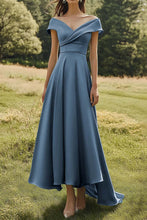 Sage Off The Shoulder Slim Formal Dress with Wide Hem