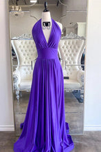 Elegant Halter Purple Long Prom Dress SYP120