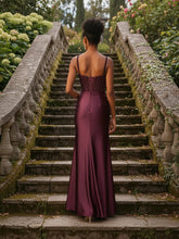 Elegant Beaded Corset Mermaid Long Prom Dress with Slit