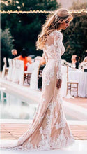 Elegant Boho Lace Mermaid Long Sleeves Wedding Dresses, Bridal Gown, MW539