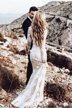 Elegant Boho Lace Mermaid Long Sleeves Wedding Dresses, Bridal Gown, MW539