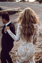 Elegant Boho Lace Mermaid Long Sleeves Wedding Dresses, Bridal Gown, MW539