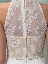 Wedding Dresses Jewel Neck Floor Length Chiffon Lace Regular Straps See-Through with Sash  Ribbon Beading Split