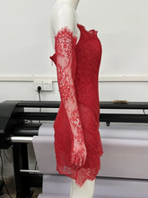 Red Lace Mini Homecoming Dress Red Party Gown Y7387