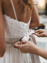 Wedding Dresses Spaghetti Strap Court Train Lace Tulle Sleeveless Country Romantic Beach with Sashes  Ribbons Pleats Appliques