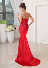 Fabulous Long Red Strapless Sequined Sleeveless Lace-up Prom Dress
