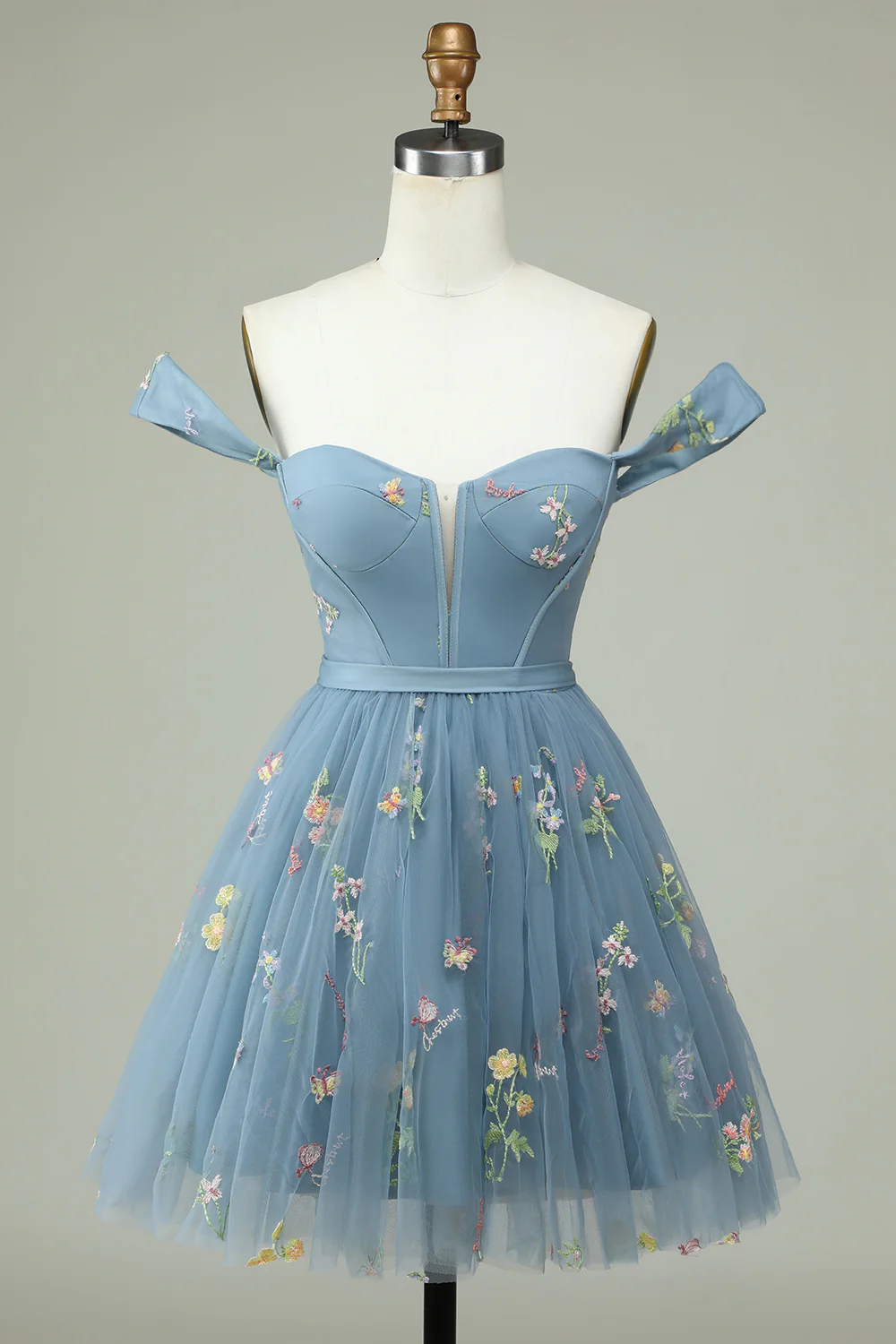 Floral Embroidery Sweetheart A-Line Homecoming Dress Short Party Dress PD472