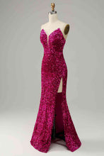 Strapless Sequin Prom Dress With Slit SYP112