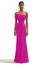 Mermaid Dark Green One Shoulder Pleated Long Formal Dress