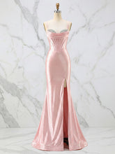 Glamorous Pink Shimmer Satin Corset Prom Dress with Crystal Bust