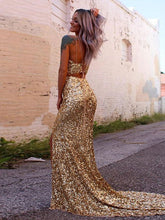 Yellow Prom Dress Two-Pieces Sequin Prom Dresses  SYP94