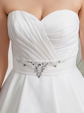 Princess A-Line Wedding Dresses Sweetheart Neckline  Satin Sleeveless with Sash  Ribbon Ruched Beading
