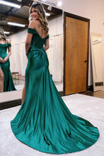 Raelyn |Mermaid Off the Shoulder Satin Prom Dress with Slit