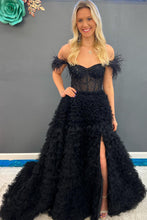 Ingrid |A Line Sweetheart Tiered Tulle Long Prom Dress With Slit