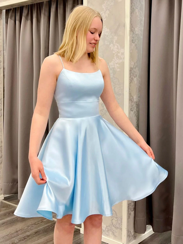 Blue Satin Blue Homecoming Dress 18th Graduation Dress Y3074