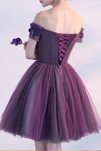 Homecoming Dress Purple Off-the-shoulder Short Prom Dress Party Dress  PD354