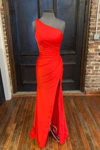 Hot Pink One Shoulder Prom Dress With Slit SYP105