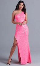 Hot Pink One Shoulder Sequin Prom Dress SYP80