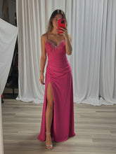 Beaded V Neck Corset Bodice Long Prom Dress with Slit