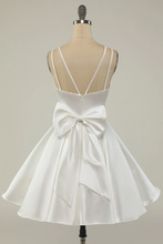 White Satin A-line Graduation Dress White Short Homecoming Dress Y1849