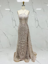 Ice Blue Geometric Beaded Prom Dress with Tulle Overskirt