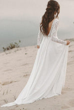 Ivory Lace Long Sleeves A-line Chiffon Wedding Dresses, Bridal Gowns, MW526