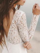 Ivory Lace Long Sleeves A-line Chiffon Wedding Dresses, Bridal Gowns, MW526