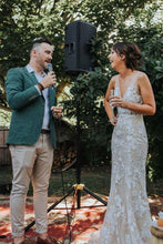 Ivory Lace Mermaid V-neck Beach Wedding Dresses, Appliqued Bridal Gown, MW616