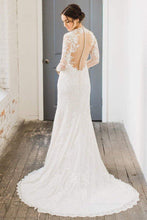 Ivory Lace Sheath V-neck Long Sleeves Wedding Dresses, Bridal Gown, MW610